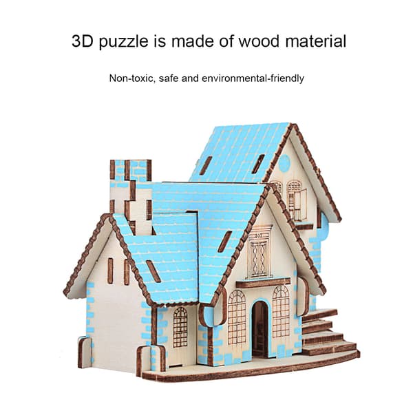 3D Trä Villa Hus Pussel DIY Pedagogisk Hantverksleksak för Barn