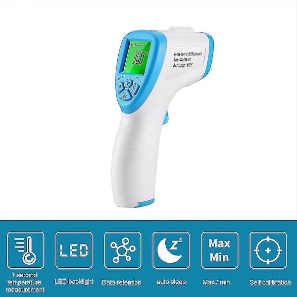 Beröringsfri infraröd laser panntemperaturverktyg för vuxna barn Digital temperaturvaktlarm