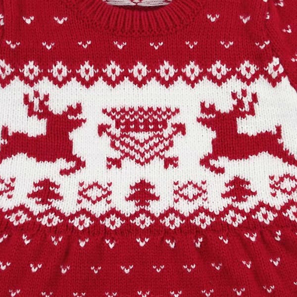 Småflickors julklänning julklappar stickad tröjklänning kortärmad 100CM