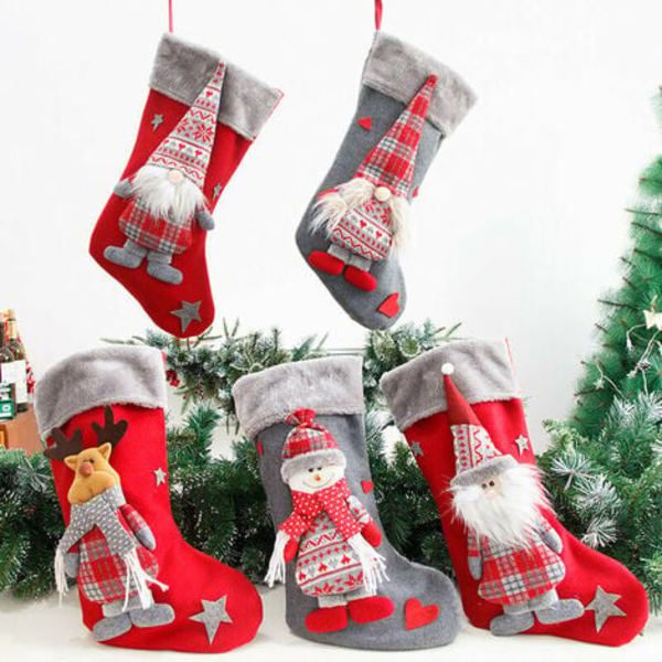 Stykker Svenske julestrømper Santa Gnome Scandinavian Stocking Tomte Hengende julestrømper med 3D Plush Cha
