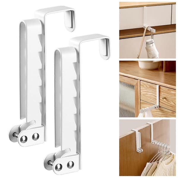 1/2 pcs Door Hanger Drying Rack Storage Hook Strong Load-bearing Foldable Design Easy to Install Laundry Hanging Coat Hanger Hook with 6 Notches 1pc