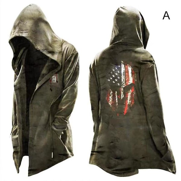 Trenchcoat för män Cospaly-kostym med Halloween-tema XL Gray