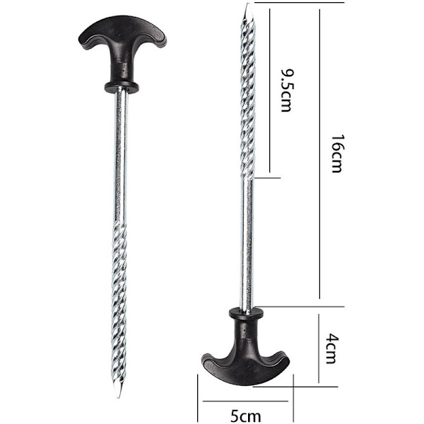 6 kpl Teräs telttatapit Heavy Duty -tapit kierteellä retkeily- ja ulkoteltalle, 20cm，Fonepro，
