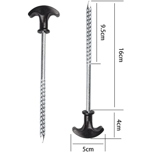6 st ståltältpinnar Heavy Duty pinnar med tråd för camping och utomhus ståltält, 20 cm，Fonepro，