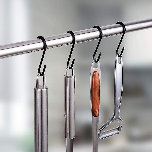 20 Pack Heavy Duty S Krokar Pan Grythållare Rack Krokar Hänghängare S Formade krokar För Köksartiklar Krukor Husgeråd Kläder Väskor Handdukar Växter Black