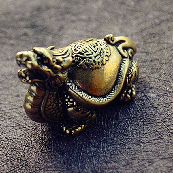 2 x kuparihahmo Retro Realistinen Tukeva Antiikki Pieni Dragon Brass Miniatyyri Toimistosisustus Pariskunta
