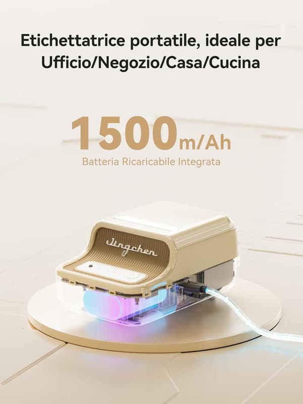 B21 Bluetooth Label Printer with Labels, Versatile App with 120 Fonts and Over 1600 Icons, Label Width 20-50mm Biancobeige