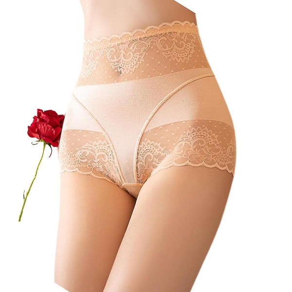 Kvinder Blonde Højtaljet Undertøj Trusser Knickers Trusser Beige XL