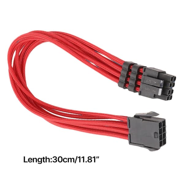 CPU 8pin til 8pin 4+4pin Modulkabel CPU 8Pins Strømforsyningskabel 18AWG Holdbar CPU Forlænger 8Pin Stikledning Rød