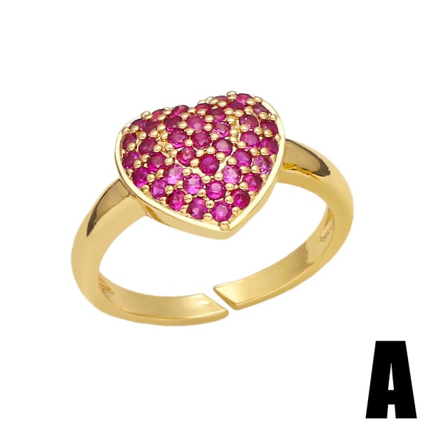 Ring Vintage Zircon Heart Stud Fashion smykker Ac9177 C Green