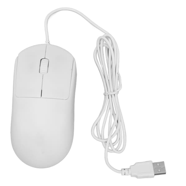 Ergonomisk hvit kablet mus for bærbare datamaskiner stasjonære datamaskiner 1200DPI optisk USB Plug and Play