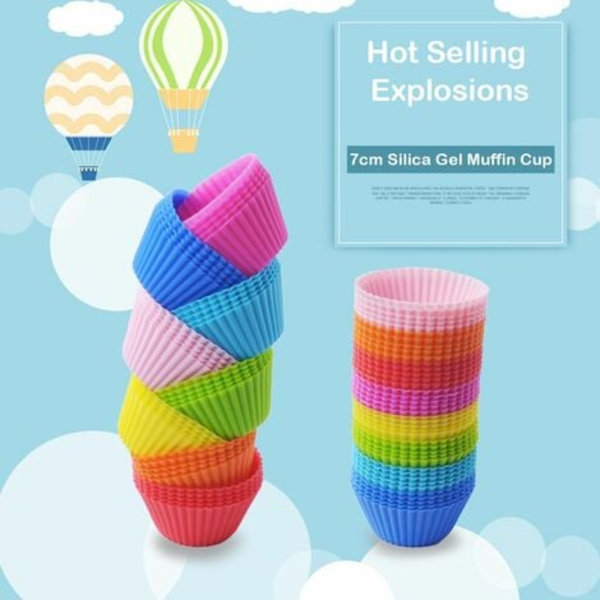 12 stk/sæt Silikone kageform rund form muffin cupcake bageforme køkken bagegrej Maker DIY kage dekorationsværktøj