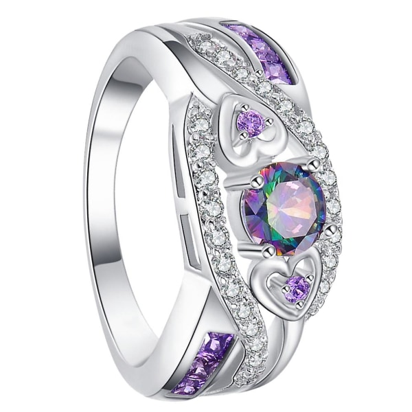 Forlovelse Bryllup Dobbelt Hjerte Cubic Zirconia Indlagt Bridal Finger Ring smykker US 10