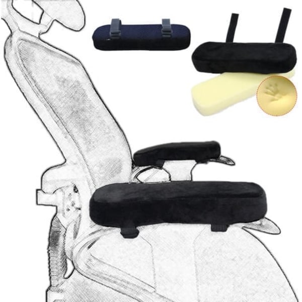 2 STK Ergonomisk stol Armlenepute Albuepute Dekompresjon Kontorstol Spillestol Armlen med Memory Foam Armlen,