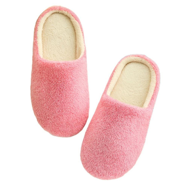 Dam Vinter Fleece Tofflor Inomhus Vanliga golvtofflor Pink 40-41