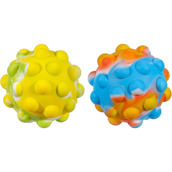 3D dekompression boble legetøj Pop boble fingerspids legetøj klemme bold legetøj (2 STK Grøn Hvid Gul farve