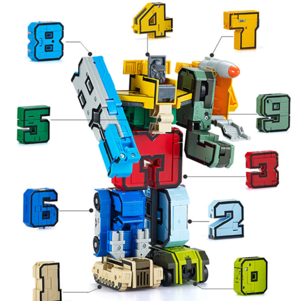 Intressant digitalt deformationsrobotpussel som sätter ihop leksaksbyggstenar ([2801S: 10 siffror + 5 symboler + slumpmässig bokstav (version av färglåda)]),