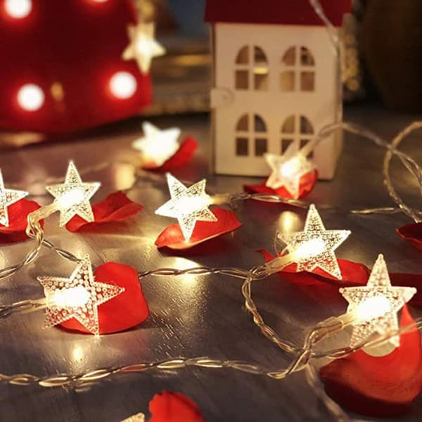 20 LED Stjerne Lyskæde 3 m Fe Lyskæde Julelys Batteridrevet