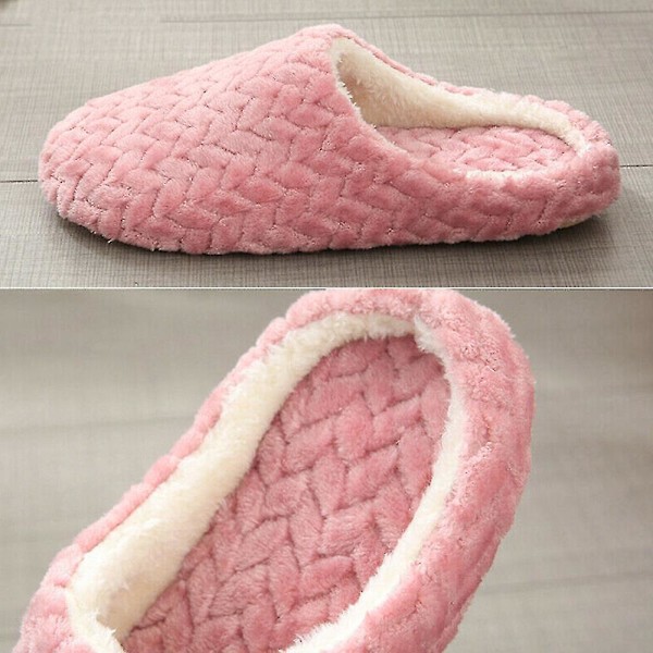 Naisten pehmeät liukumattomat lattiatossut Fluffy litteät kotikengät Pink 40-41