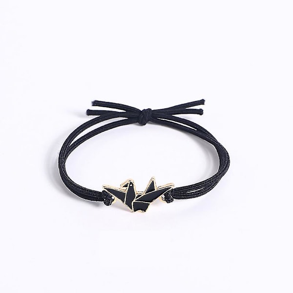 Tusen brosje papirkraner lite gummibånd Søt håndledd par armbånd stil dobbeltbruk kvinner Black