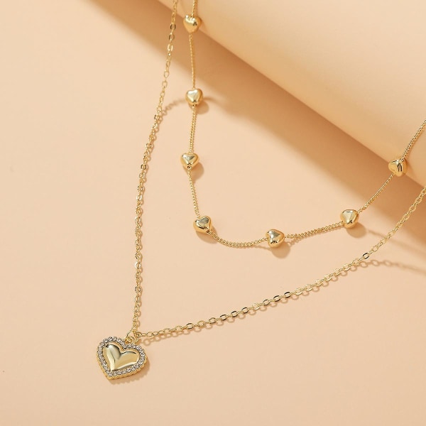 Halsband Hjärta Metallic Element Modesmycken B1523 N2203-3
