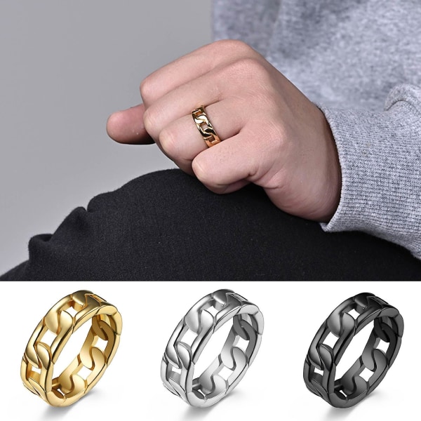 Hip hop -tyylinen sormusormusketjun muotoinen muotoilu Ei helppo rikkoa koruja Unisex kierresormus juhliin Golden US 12