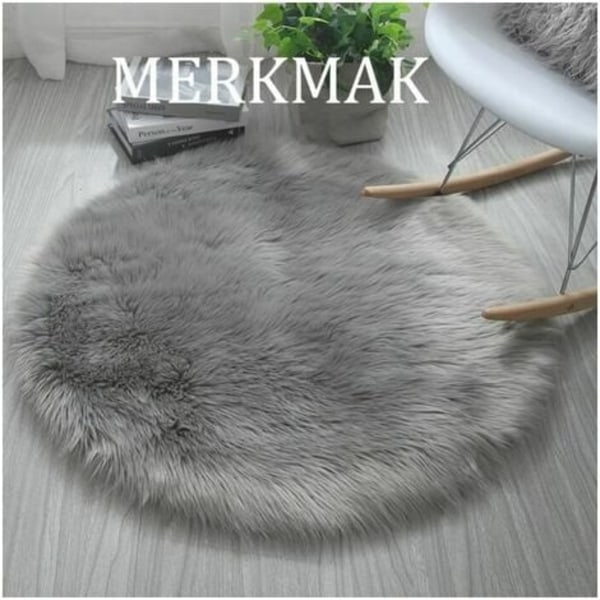 Rundt soveromsteppe Moderne Design Shaggy Stueteppe - 100 cm - grå