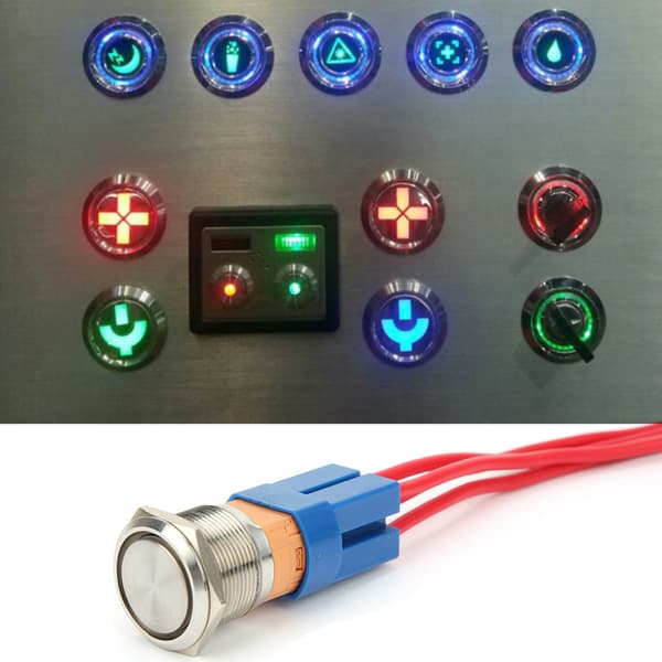22mm AC250V 20A Tryckknapp Flat Head Metall 4Pin Socket Självåterställning