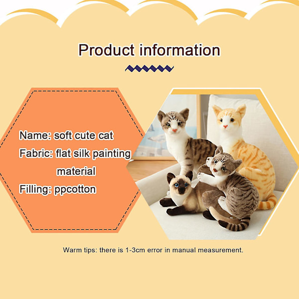 Cat Plys Dyr Børn Fødselsdagsgaver Kattedukke 25cm