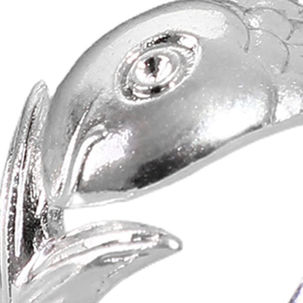 Bred snidad robust damring silverfärgad fisk justerbar ring smycketillbehör