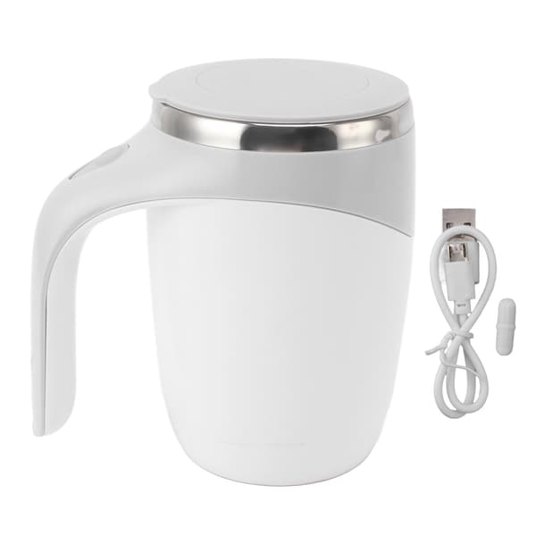 Automatisk Magnetisk Omrörande Kaffemugg Batteridriven Självomrörande Kopp Rostfritt Stål Foder Vit