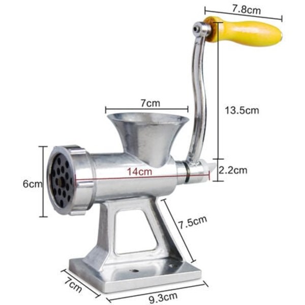 Manuell kjøttkvern i rustfritt stål for kjøtt, pølsehakker, håndhakker for svinekjøtt, storfekjøtt, fisk, kylling, pepper,