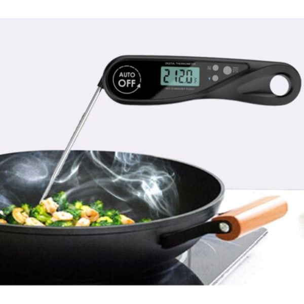 Kökstermometer, snabbläst matlagningstermometer, kötttermometer, bakgrundsbelyst LCD-skärm, hopfällbar matlagningssond, kött