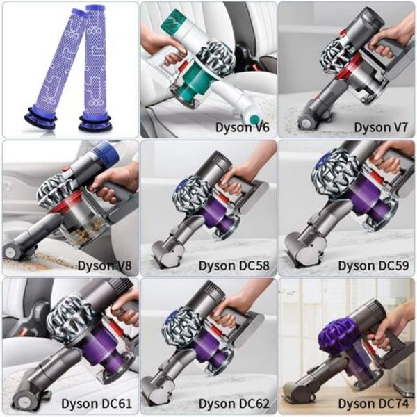 Suodatinpakkaus, jossa 1 pestävä esimoottorisuodatin Dyson V6 V7 V8 DC58 DC59 DC61 DC62 DC74 Blue