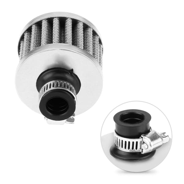 Universal 12mm Bil Kaldt Luftinntaksfilter Kit Veivhusventil Sølv