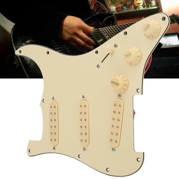 Förmonterad Plektrumskydd Pickup Set Single Coil Beige Elektrisk Gitarr Tillbehör