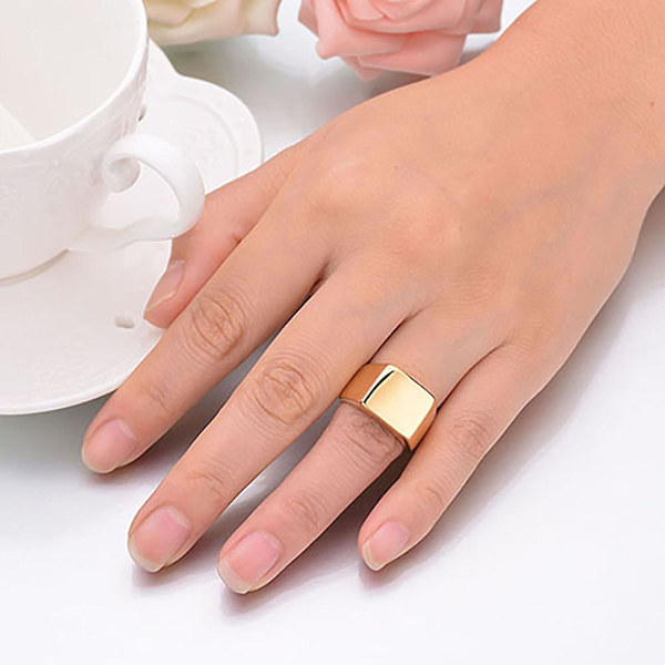 Vielsesring Ensfarvet Fingerdekoration Rustfrit Stål Mænd Firkantet Bånd Fingerring til fest Silver US 7