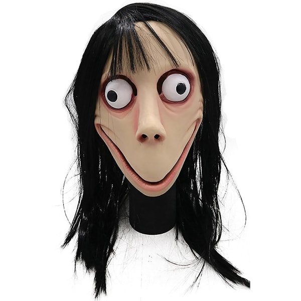 Death Game Momo Wig Head Mask Halloween Party Props_b