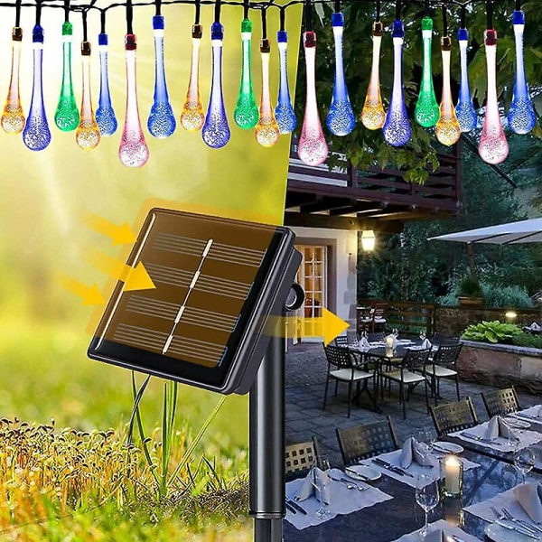 -5 Meter 20 Lights Solar Teardrop String Lights Vanntett Utendørs dekorasjon Landskap Hage Festlig bryllup -5 Meter 20 Lights