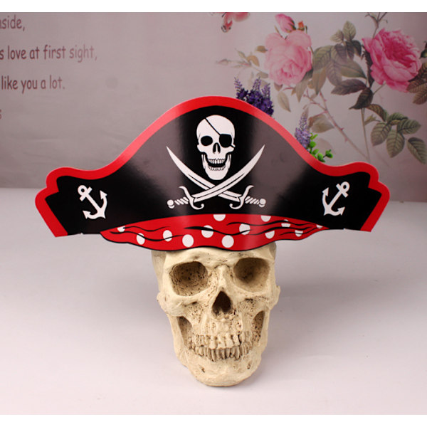 10 stycken Halloween Barn Vuxen Bar Födelsedagsfest Papper Pirattema Fest Toddler Pappers Hatt Piratmössa,