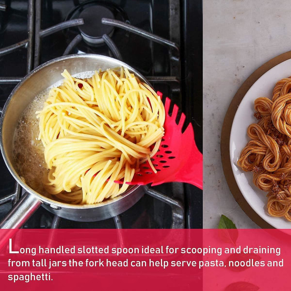 Non-stick nylon spaghetti ske med spaghetti med riller til køkken, opvaskemaskine, stor størrelse