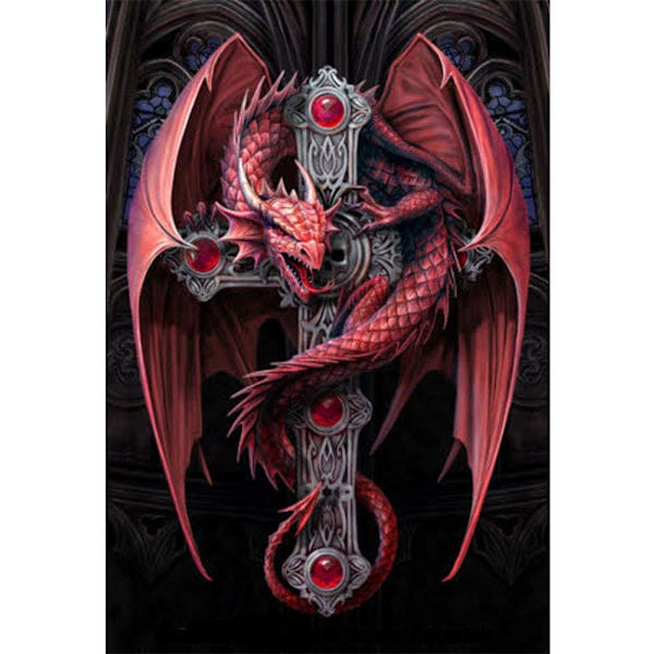 5D Diamond Painting Diamond painting Kuvia, Red Dragon Cross Game of Thrones Animals Täysi set suuri tee-se-itse- diamond painting Tekijä Numbe