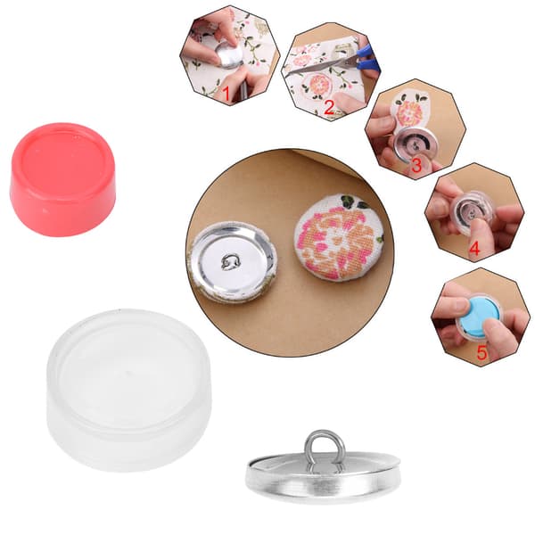 Stoffposeknapper Kit Rund Knapp Base DIY Håndverksspenne Verktøy 25MM