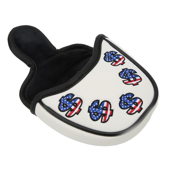 PU-skinn vanntett golfputterhodebeskytter med magnetisk lukking, hvit