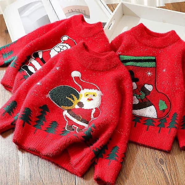 Nisse grimme julesweatere til babyer og småbørn - søde julemænd og mønstrede pullovers STYLE A 110CM