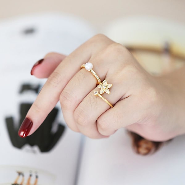 Ring Vintage Zircon Flower Stud Modesmycken Ac10533 C