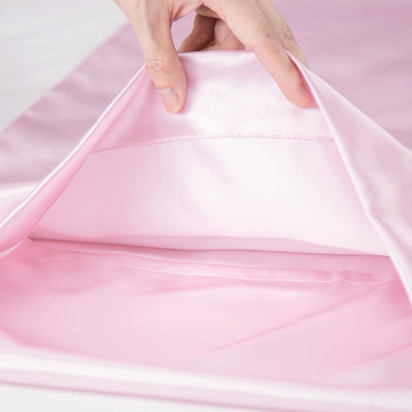 Satiinityynyliina hiuksille ja iholle, 2 kpl - vakiokokoiset tyynyliinat - satiiniset tyynynpäälliset kirjekuoren sulkemisella 20 x 29 Pink