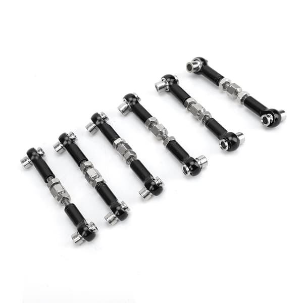 6 stk. Justerbare Servo Links Trækstangsæt til 1 10 RC Buggy Touring Bil 47mm Sort Tilbehør