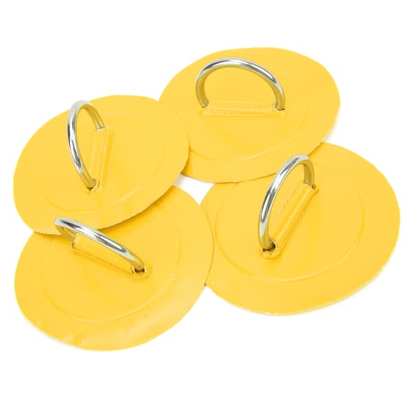 4 stk Oppblåsbar Båt D Ring Patch PVC Slitesterk Marine Rustfritt Stål Fast Spenne Gul