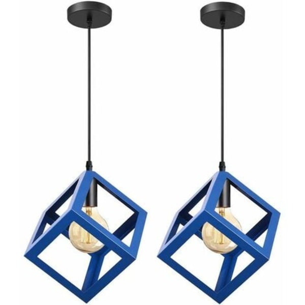 Sæt med 2 moderne pendellampe kubeformet lysekrone geometrisk stil metal loftslampe E27 loftslampe til seng